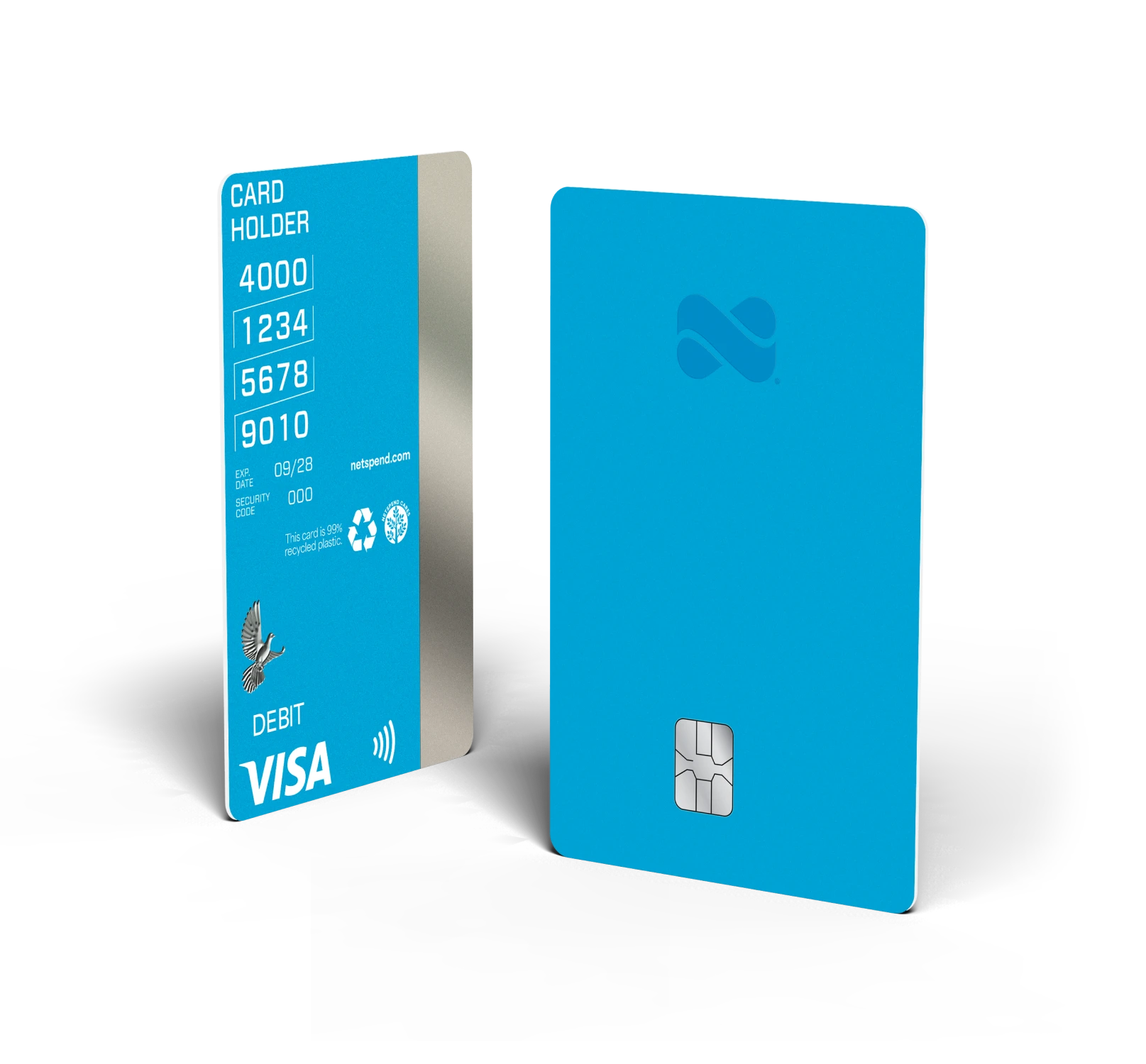 Front and back of a Netspend Visa Debit card