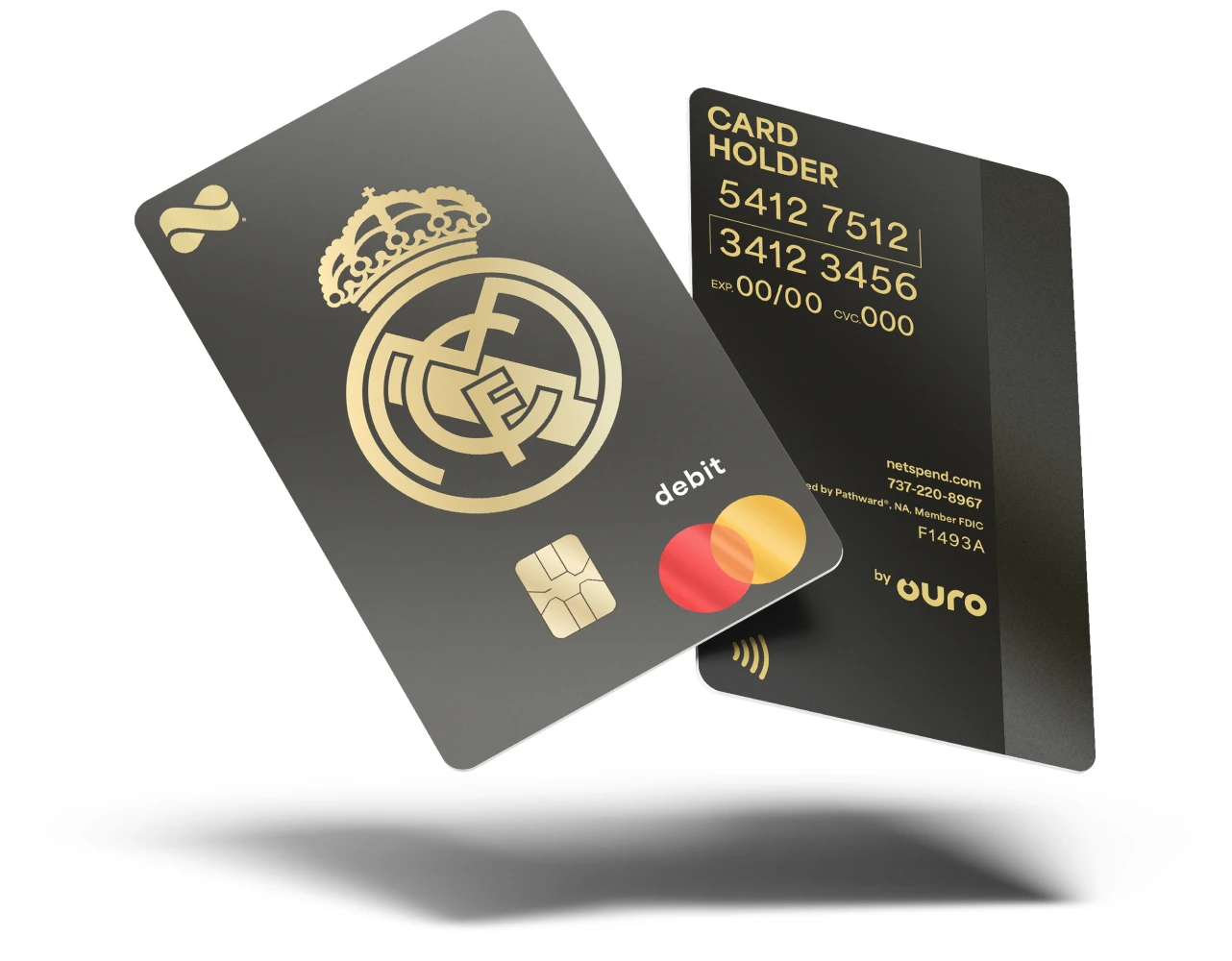 Front and back of the Real Madrid Prepaid Mastercard
