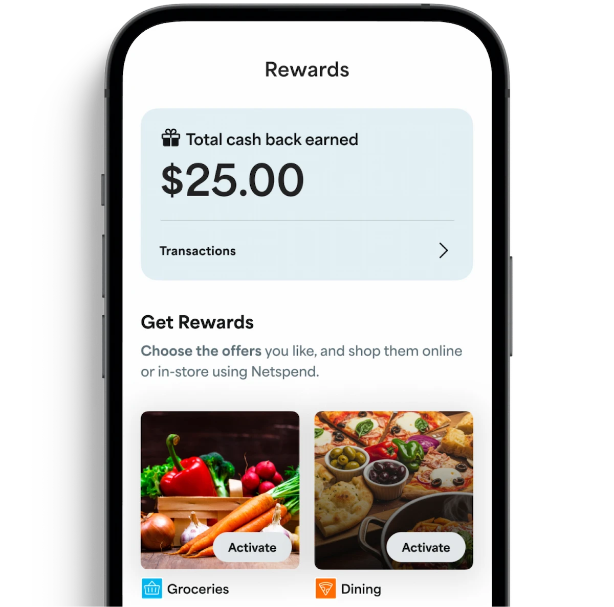 $25.00 cash back earned being displayed on an iPhone
