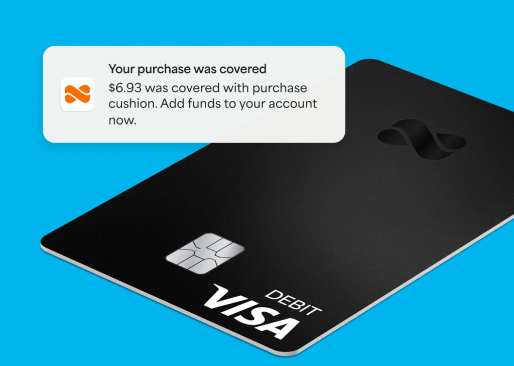 Netspend black debit card with a purchase cushion notification.