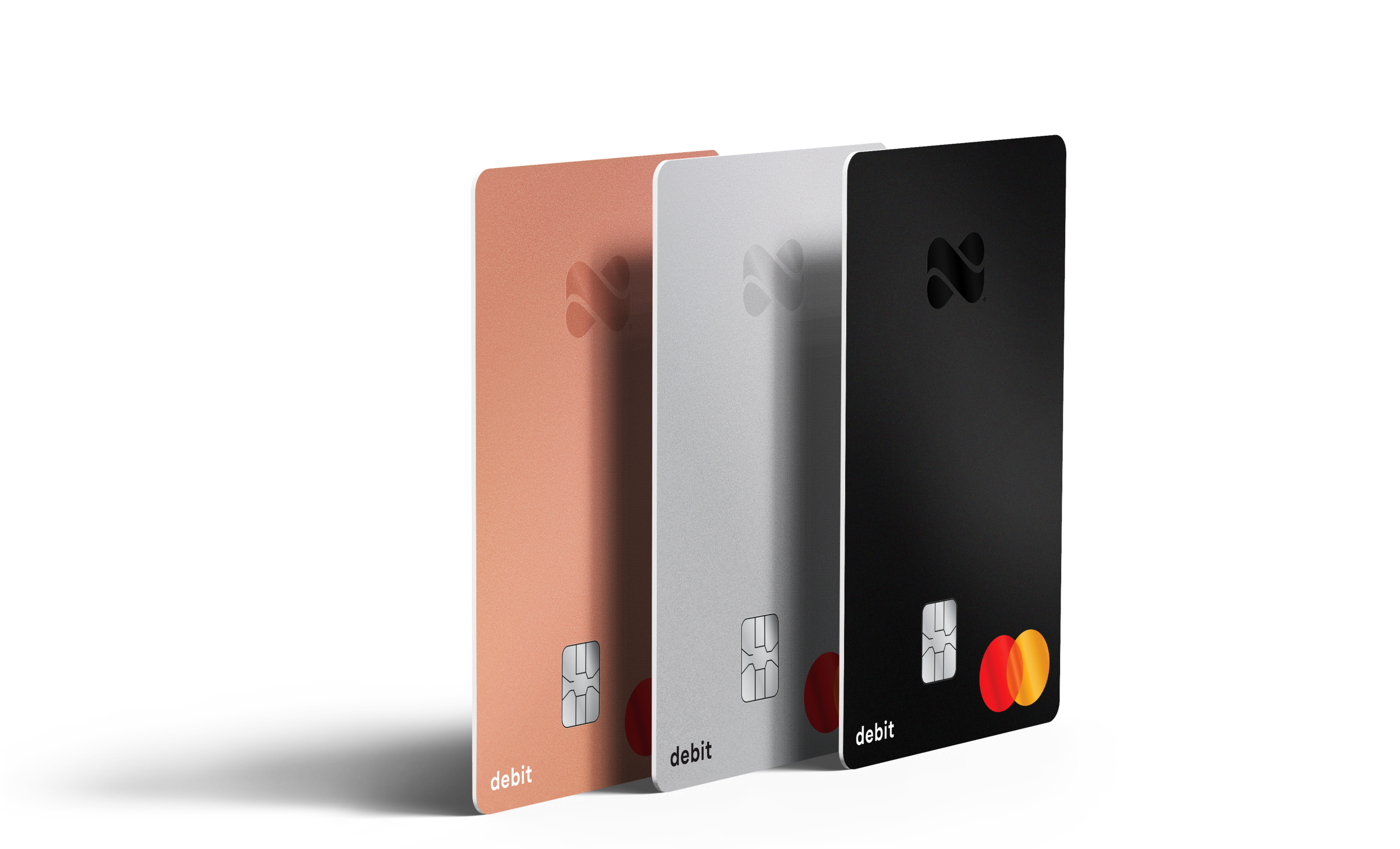 Netspend Debit Card in black, silver, and rose gold