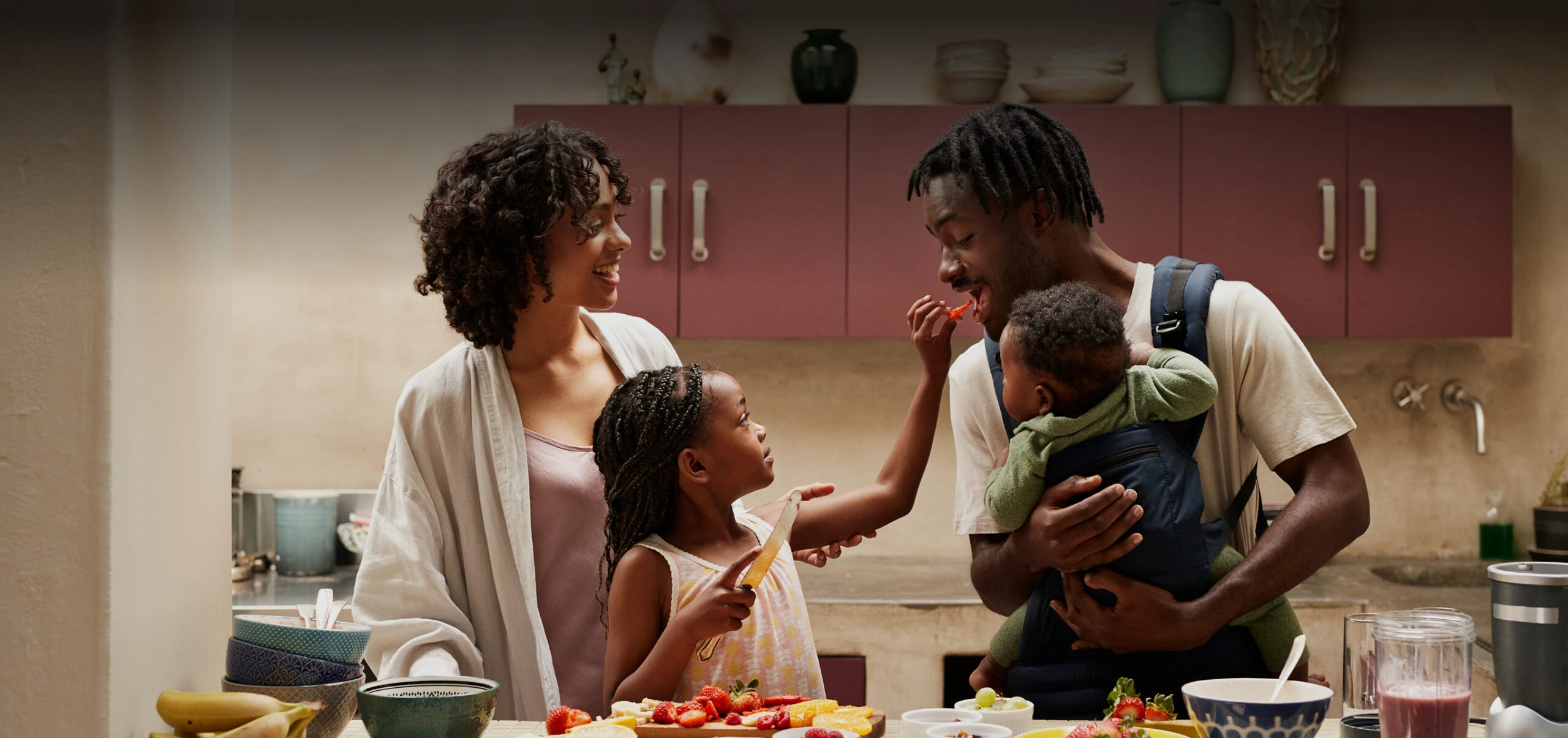 Family making a meal in the kitchen